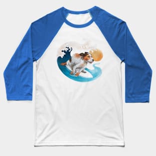 Surfing Dog Baseball T-Shirt